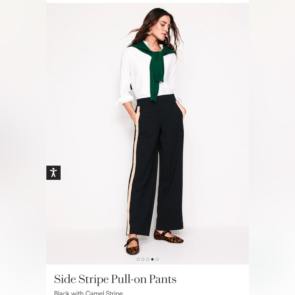 Biden Side-Stripe Pull-On Pants, Black/Camel, Sz 6, EUC